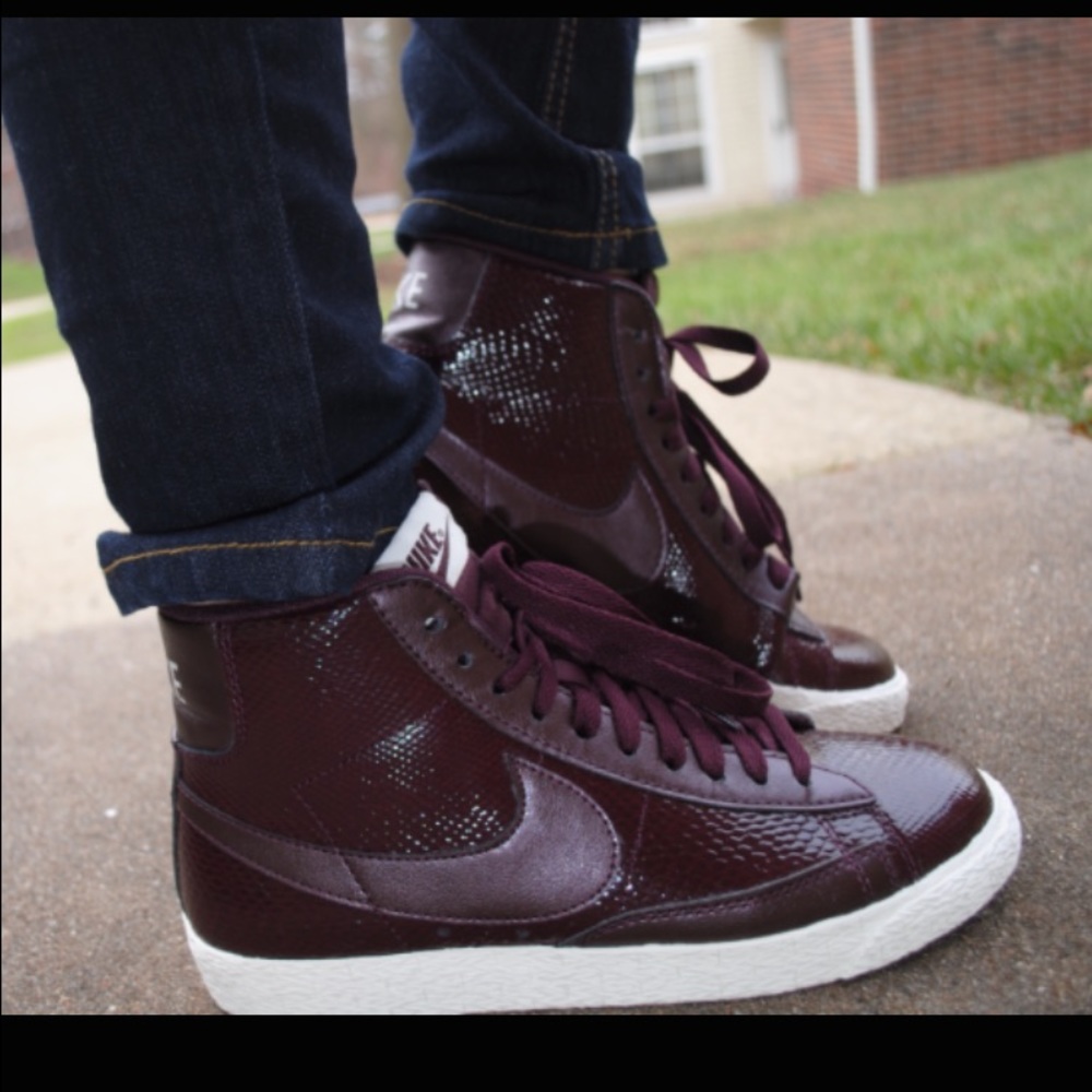 Nike for J. Crew burgundy high top sneakers